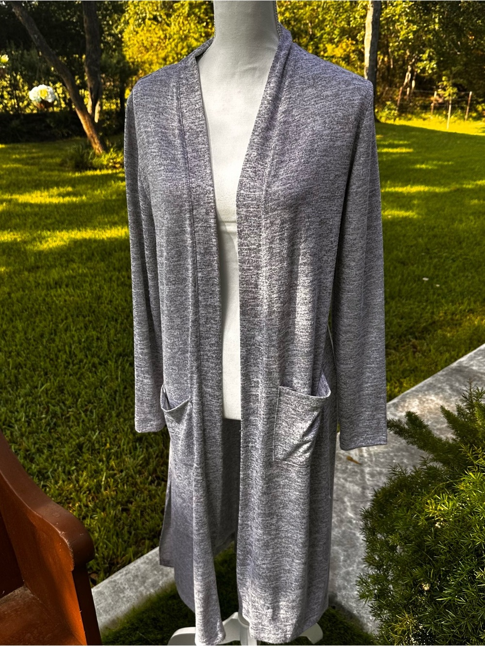 Altar'd State Heather Gray Open-Front Long Cardigan